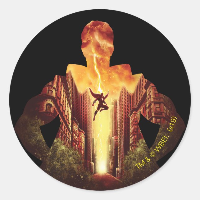 Sticker Rond SHAZAM ! | Shazam Sunset Silhouette (Devant)