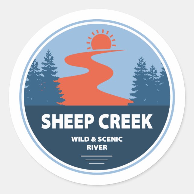 Sticker Rond Sheep Creek Wild Et Rivière Pittoresque Idaho (Devant)