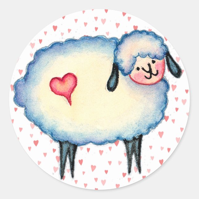Sticker Rond SHEEP DU COEUR par SHARON SHARPE (Devant)