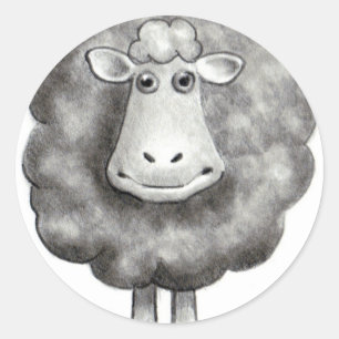 STICKER ROND SHEEP EN PENCIL