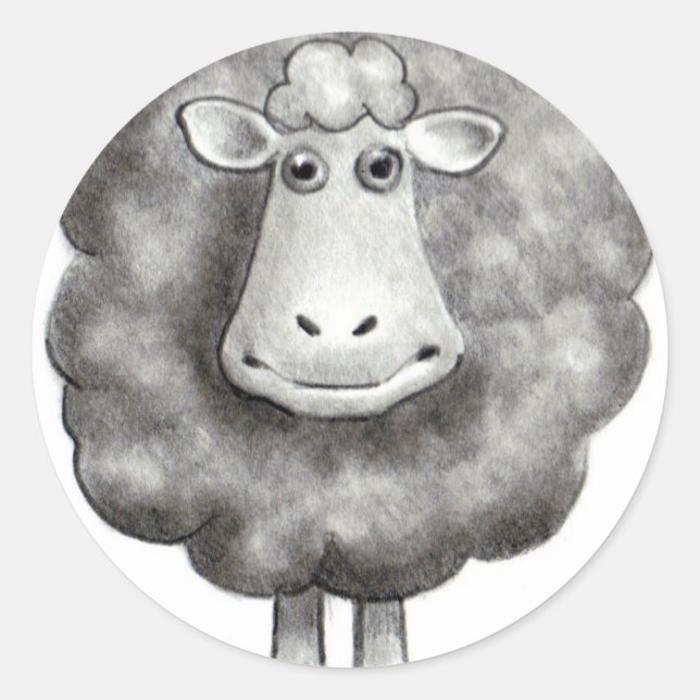 STICKER ROND SHEEP EN PENCIL (Devant)