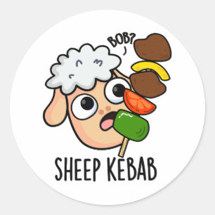 Sticker Rond Sheep Kebab Funny Shish Kebab Pun