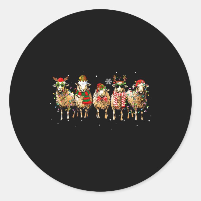 Sticker Rond Sheep Santa Xmas Funny Sheep Lover Gift Christmas  (Devant)