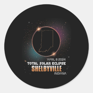 Sticker Rond Shelbyville Indiana Total Solar Eclipse 2024 Avril