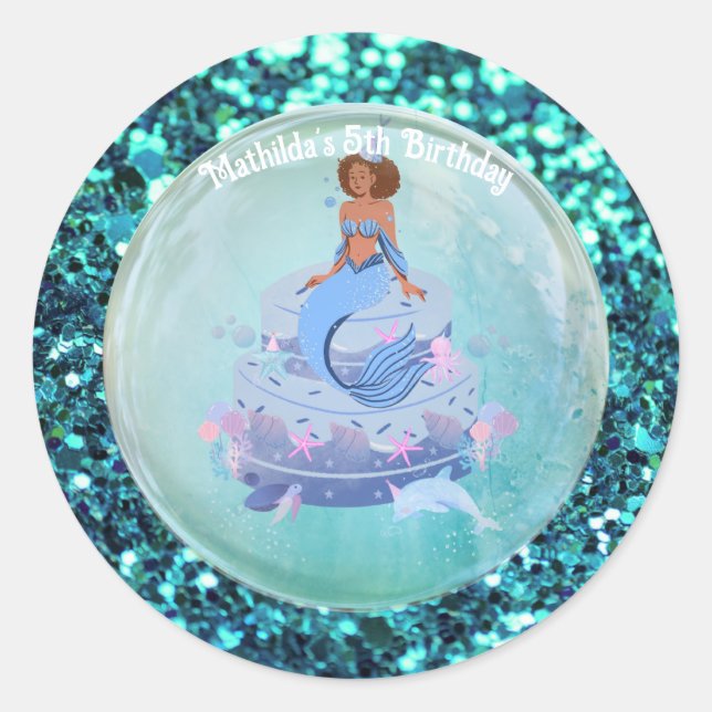 Sticker Rond Shell-ebrate ! mermaid thème (Devant)