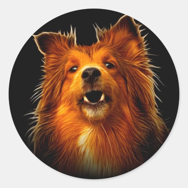 Sticker Rond Sheltie Modern Dog Art (Devant)