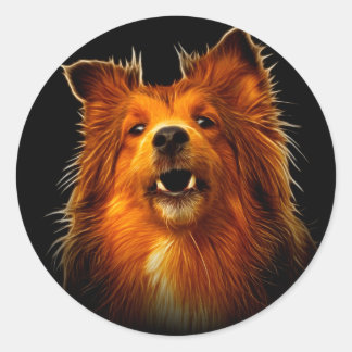 Sticker Rond Sheltie Modern Dog Art