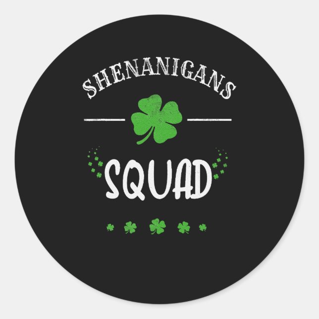Sticker Rond Shenanigan Squad St Patrick Day Gnomes Fier Irland (Devant)
