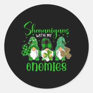 Sticker Rond Shenanigans Avec Mes Gnomes Shamrock Joyeux St Par