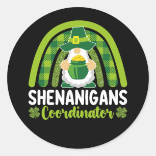 Sticker Rond Shenanigans coordinateur Gnomes Saint Patrick's Da
