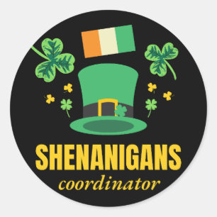 Sticker Rond Shenanigans Coordonnateur Saint Patrick's Day