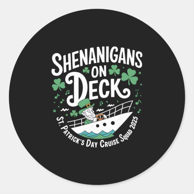 Sticker Rond Shenanigans Deck St.patrick's Day Cruise 2025  (Devant)