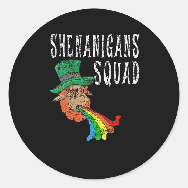 Sticker Rond Shenanigans rétro Squad St. Patrick's Day (Devant)