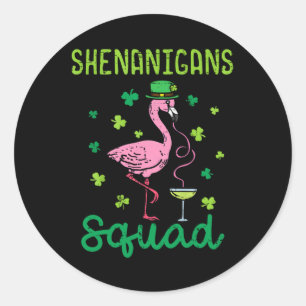 Sticker Rond Shenanigans Squad Flamant rose irlandais Jour de l