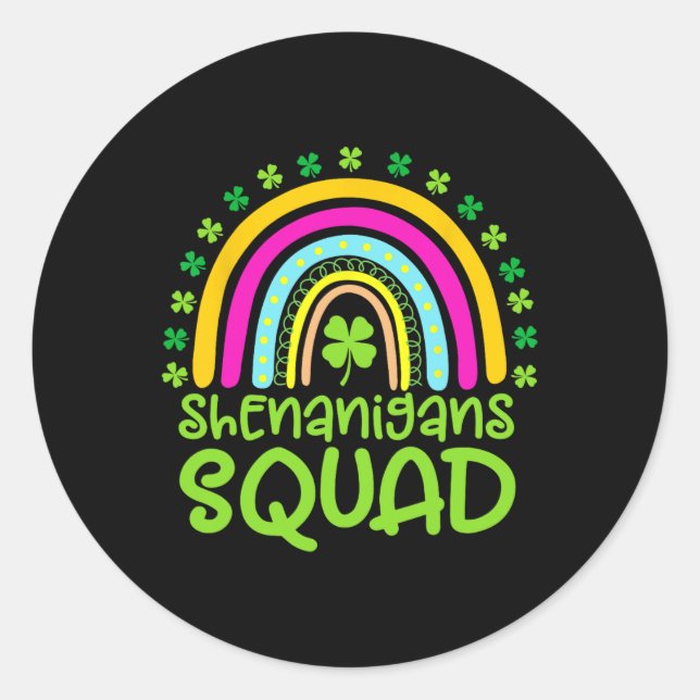 Sticker Rond Shenanigans Squad Joyeux St Patrick's Day Rainbow  (Devant)
