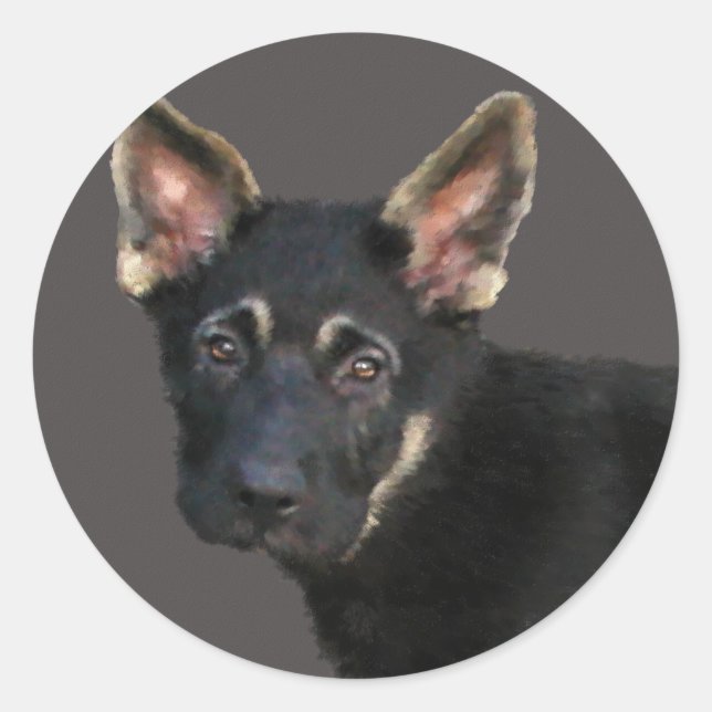 Sticker Rond Shepard Puppy-Pastels allemands (Devant)