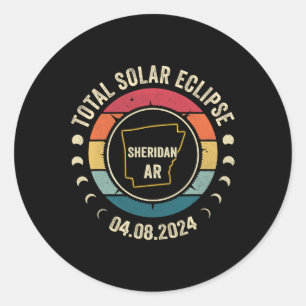 Sticker Rond Sheridan Total Solar Eclipse 2024 Avril 04.08.24