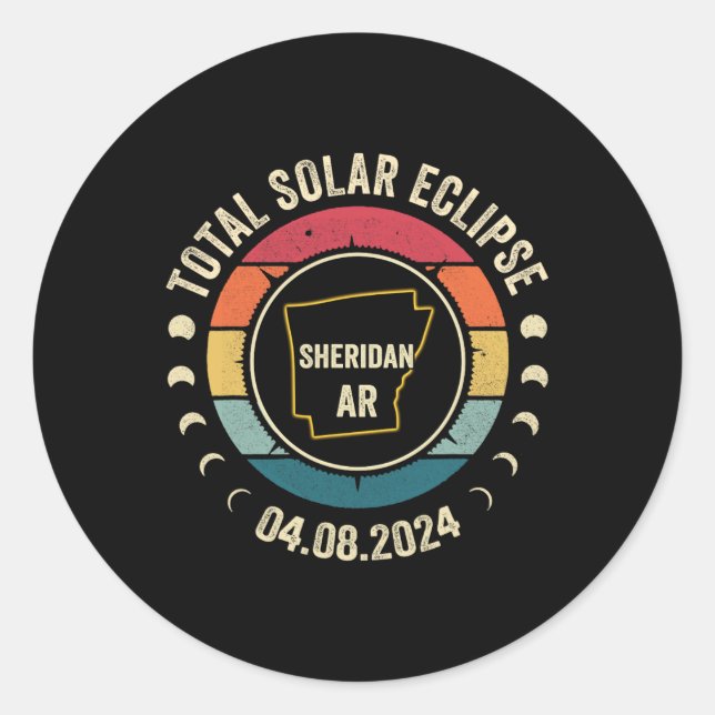 Sticker Rond Sheridan Total Solar Eclipse 2024 Avril 04.08.24 (Devant)