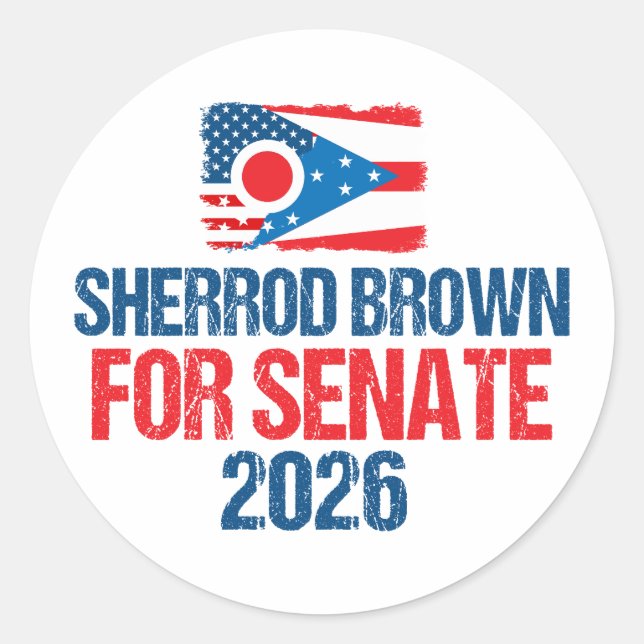 Sticker Rond Sherrod Brown for Senate 2026 Election Ohio Flag (Devant)