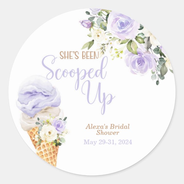 Sticker Rond She's Been Scooped Up (Purple) Custom  (Devant)