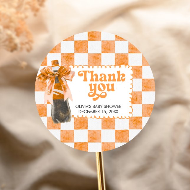 Sticker Rond She's Ready to Pop Baby Shower (Cola Baby Shower Sticker)