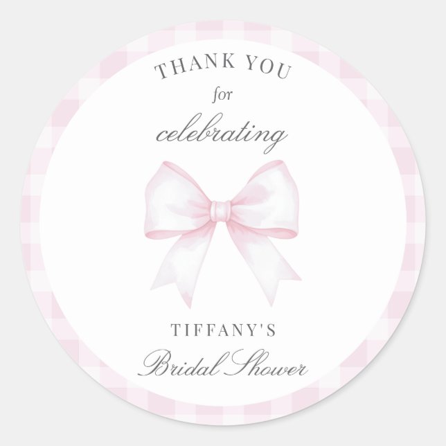 Sticker Rond She's Tying The Knot Bow Bridal Shower Thank You (Devant)