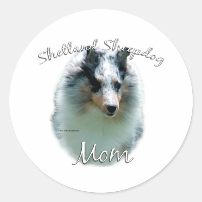 Sticker Rond Shetland Sheepdog (merle) Maman 2 (Devant)