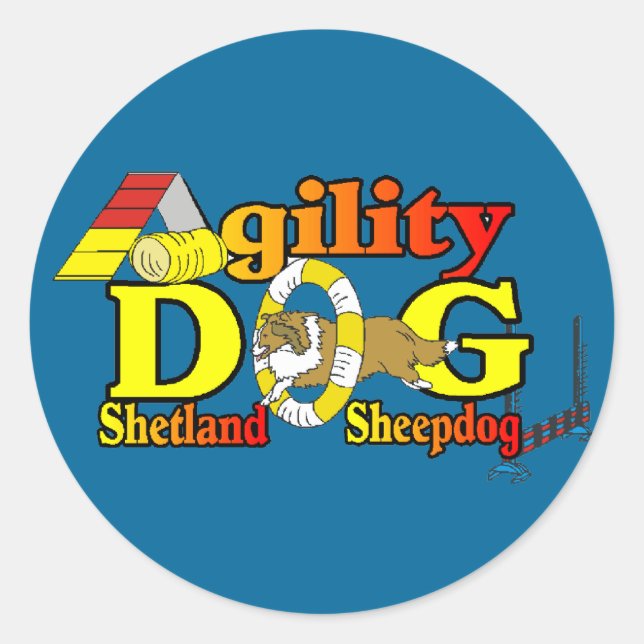 Sticker Rond Shetland Sheepdog Shelter Agilité (Devant)