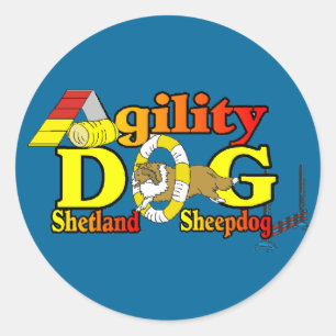 Sticker Rond Shetland Sheepdog Shelter Agilité