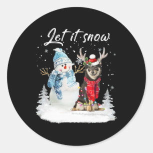Sticker Rond Shiba Inu Père Noël Chien Noël Snowman Xmas Pyjama