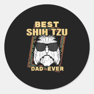 Sticker Rond Shih Tzu   Best Shih Tzu Papa Jamais