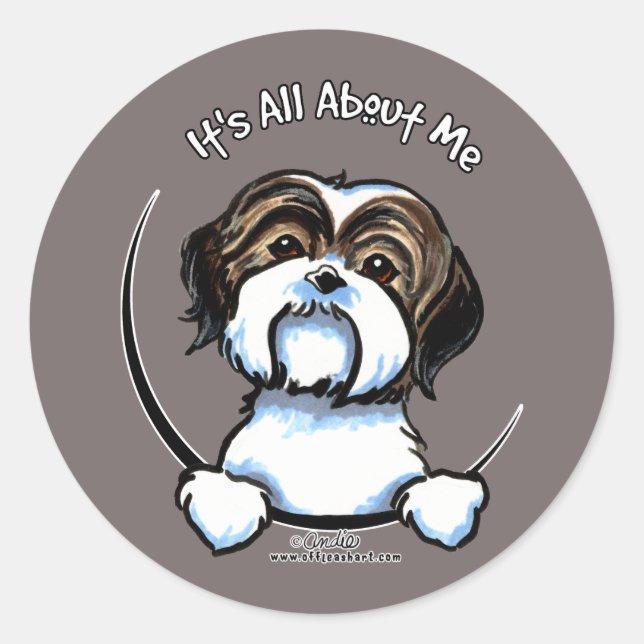 Sticker Rond Shih Tzu C'Est Tout Pour Moi (Devant)