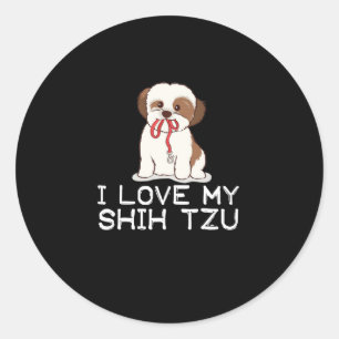 Sticker Rond Shih Tzu   J'aime My Shih Tzu