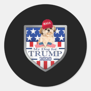 Sticker Rond Shih Tzu Lover My Shih Tzu Trump