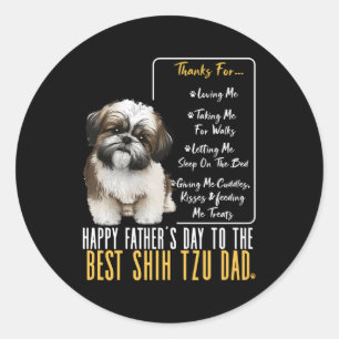 Sticker Rond Shih Tzu Papa Bonne Fête des pères Au Meilleur Shi
