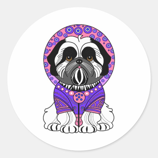 Sticker Rond Shih Tzu Princesse (Devant)
