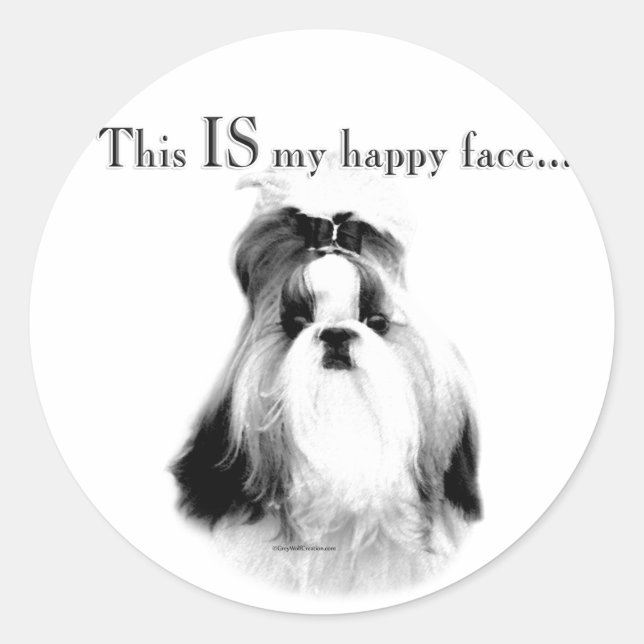 Sticker Rond Shih Tzu, un visage heureux (Devant)
