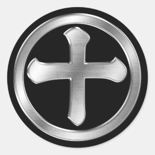 Sticker Rond Shimazu Clan Kamon Argent Chrome