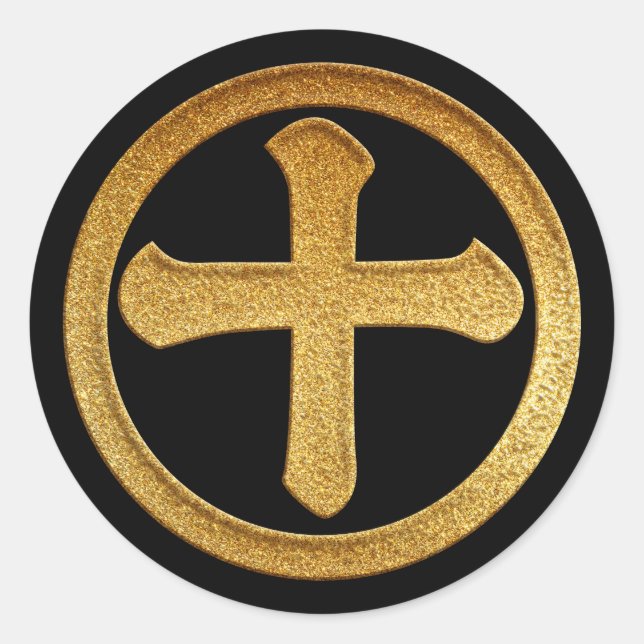 Sticker Rond Shimazu Juji Kamon en Sceau d'or (Devant)