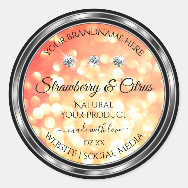 Sticker Rond Shimmery Red Gold Parties scintillant Produit Étiq (Devant)