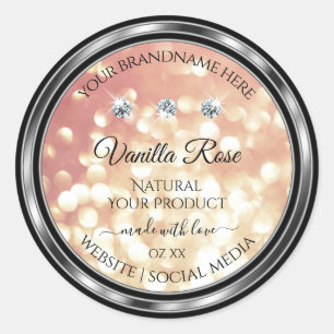 Sticker Rond Shimmery Rose Parties scintillant or produit Étiqu