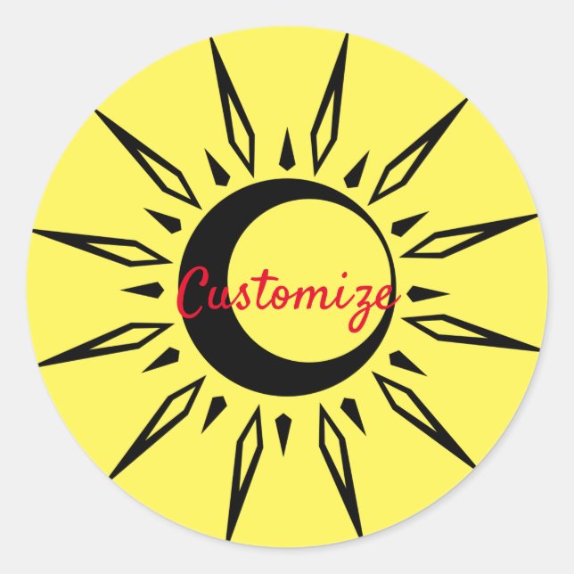 Sticker Rond Shining Sun Crescent Moon (Devant)