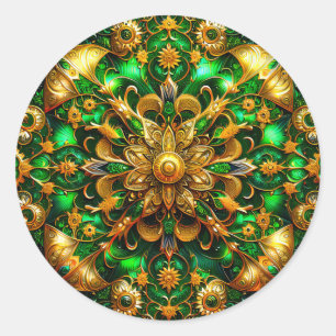 Sticker Rond SHINY Green et Gold Christmas ~