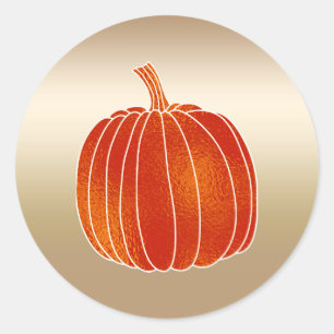 Sticker Rond Shiny Orange Automne Citrouille Gold Shine Favoris