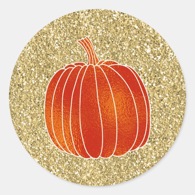 Sticker Rond Shiny Orange Automne Citrouille Parties scintillan (Devant)