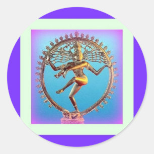 Sticker Rond Shiva Dancing in Violet Mysticism de Sharles