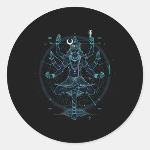 Sticker Rond Shiva Dieu hindou spirituel Danse Tandava Yoga Méd