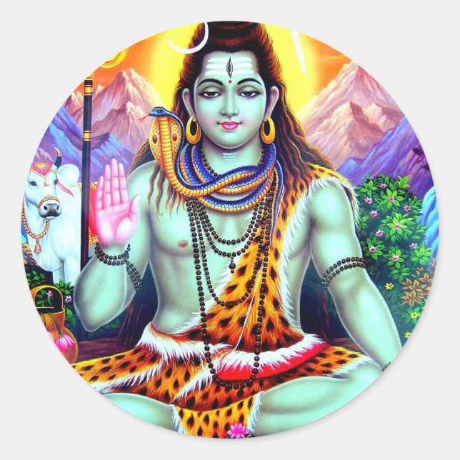 Sticker Rond Shiva-Hindu Asiatique Dieu शि व (Devant)