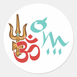 Sticker Rond Shiva Trishula OM
