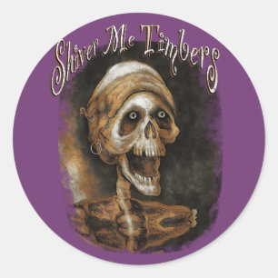 Sticker Rond Shiver me bois - Skeleton Pirate